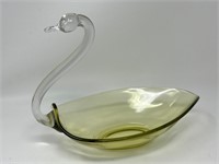 Duncan Miller Vintage Glass Swan Dish Bowl