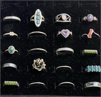 Assortment of Sterling Silver Rings incl. Native A