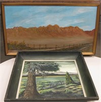 2 Original Framed Paintings On Wood - Signed