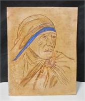 Mother Teresa of India Leather Artwork