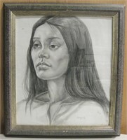 Framed Original Portrait Drawing - Signed