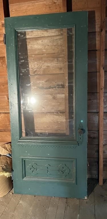 Green / Wood Glass Door