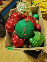 Box of Christmas ball decorations