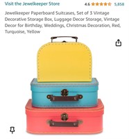 Jewelkeeper Paperboard Suitcases, Set of 3 Vintage