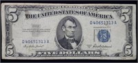 1953 A $5 Silver Certificate Nice Note