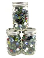 (3) Ball Jars Full of Marbles 
- Jars are 5.25”