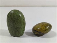 Hand Carved Polished Green Stones