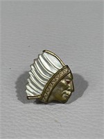 Vtg. Brass Native American Pin w/ Mother of Pearl