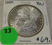 1884 BU MORGAN SILVER DOLLAR