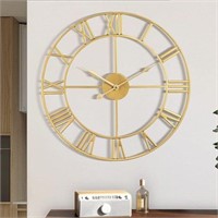 16" Large Wall Clock, Metal Retro Roman Numeral,