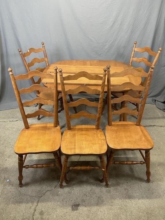 Maple Table & 5 Ladder Back Chairs