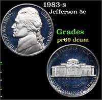 Proof 1983-s Jefferson Nickel 5c Grades GEM++ Proo