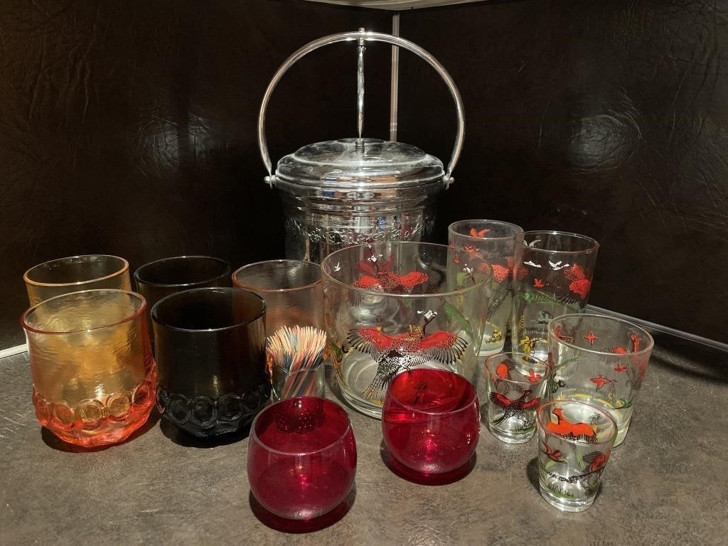 Vtg MCM Barware & Ice Bucket