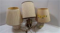 2 Ceramic Lamps, Approx 13"H & Hanging Wall Lamp