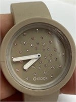O’clock crystal beige rubber watch