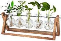 CFMOUR Plant Terrarium with Wooden Stand, Desktop