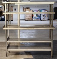 Stainless Work Table w/ (4) Shelves & Ticket Rail