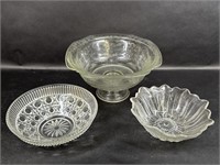 Flower Bowl, Footed Bowl & Diamond Button Bowl