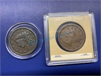 1838, 1854 large cents