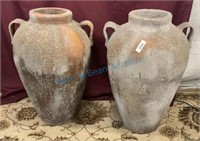 Two large 30 inch clay vases