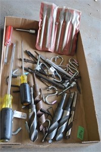 drill bits, screwdrivers, pegboard hooks, etc