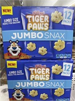 2 boxes Kellogg's tiger paws jumbo snax - 12