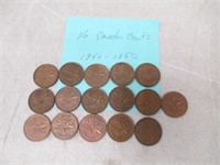 16 1940-1980 Candian Pennies Cents