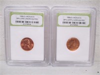 2 1958-D Brilliant Uncirculated Lincoln Cents