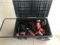Husky Tool Tote w/drills, jumper cables,