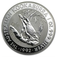 1992 Australia 1 Oz Silver Kookaburra Bu