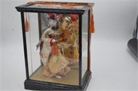 Vintage Japanese Doll in Glass Display Case