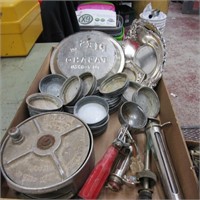 Ideal wire wheel, zinc canning can, pie pan.