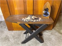 Painted Wood Ironing Board & Iron