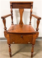 Antique 19th C. Wooden Commode Chair