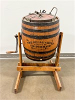 Antique J. McDermaid Oak Barrel on Stand