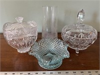 Crystal candy dishes blue glass dish