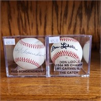 2 Signed Baseballs Red Schoendienst and Don