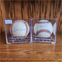 2 Signed Baseballs, Kirk Flood and Aaron Rowand
