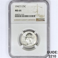 1942-S Washington Silver Quarter NGC MS64