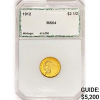 1912 $2.50 Gold Quarter Eagle PCI MS64