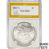 1887-S Morgan Silver Dollar PGA MS61