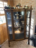 antique oak curved glass China cabinet *items n