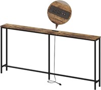 Industrial Console Table with Power Outlets