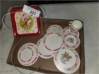 Vintage Strawberry Shortcale Clock & Dishes