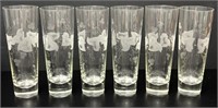 6 Tall Etched Beer/Cocktail Tumblers