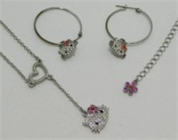 Hello Kitty Necklace and Pierced Earrings -