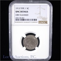 1913 T1 Buffalo Nickel (NGC Unc Details)