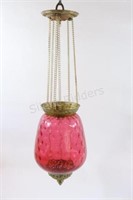 Antique Hanging Ruby Red Pull Down Lamp