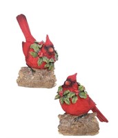 Holiday Memories 2 Cardinals On Logs Hand Painted