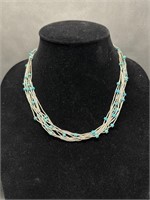 Liquid Sterling and Turquoise Bead Necklace
